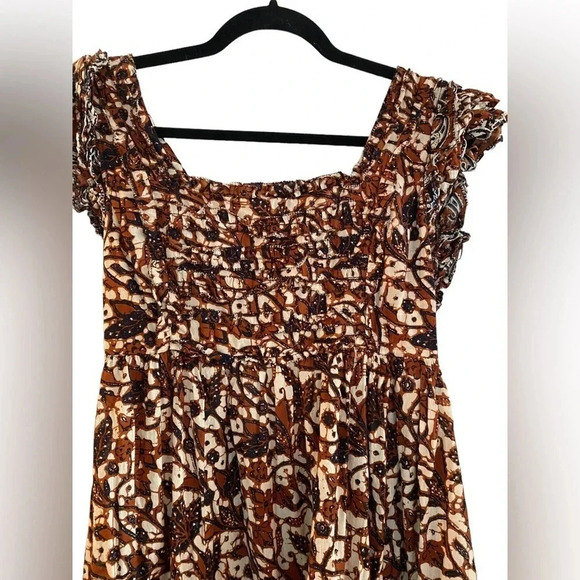 Love the Label Anthropologie Mirabelle Ruffled Maxi Dress Brown Size Medium - Picture 4 of 10